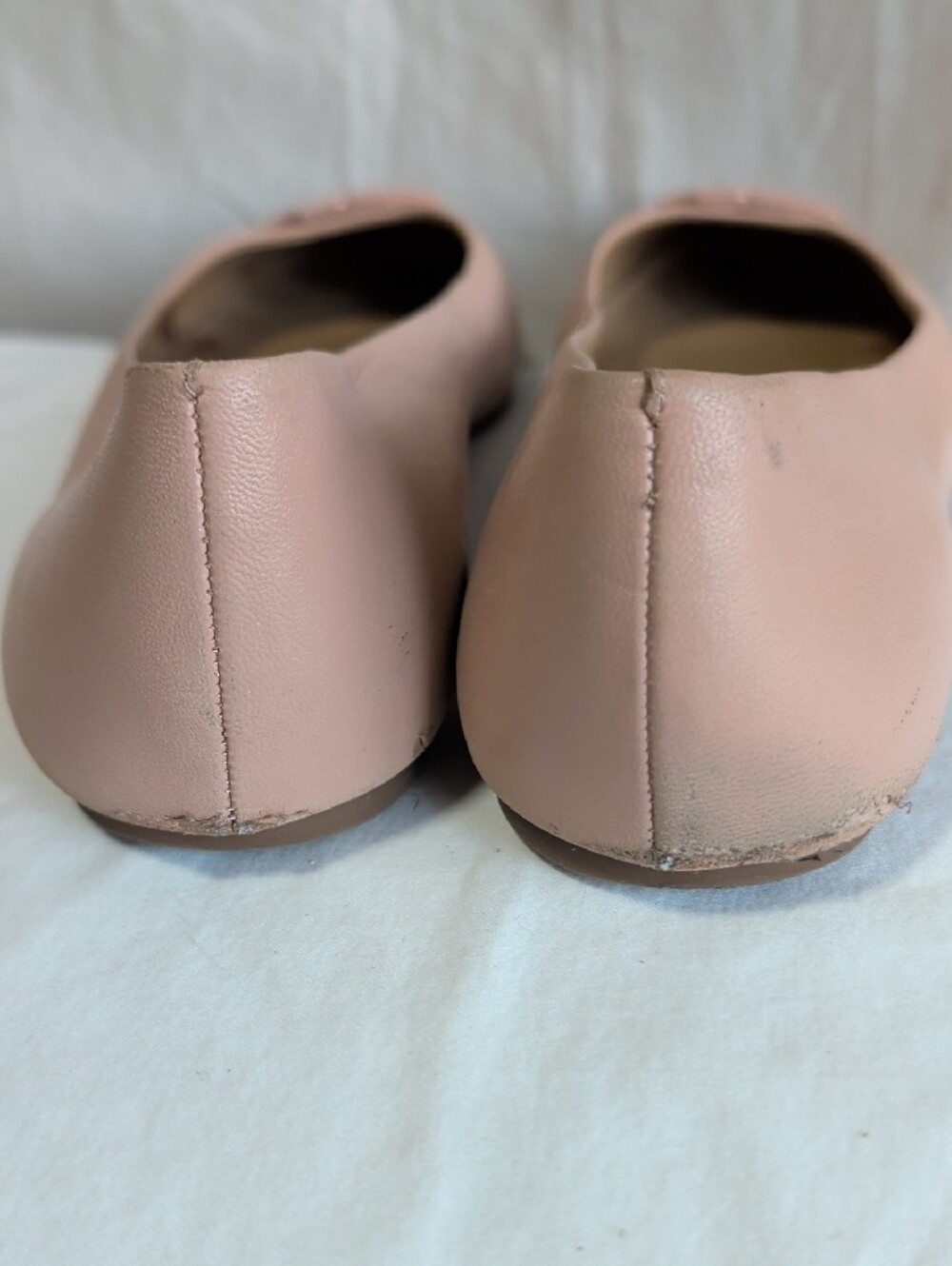 Tory Burch Melinda Blush Pink Leather Logo Ballet Flats Double T Logo - Picture 4 of 5